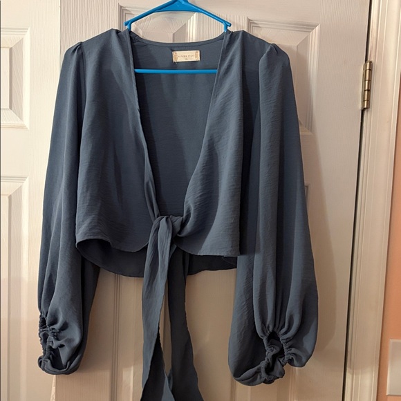 Altar'd State Tops - Altar’d State Blue Tie Wrap Blouse